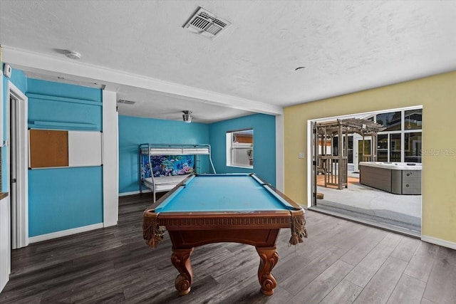 342 Euclid Ave, Daytona Beach, FL 32118 - rec room with wood finished floors, a textured ceiling, and billiards