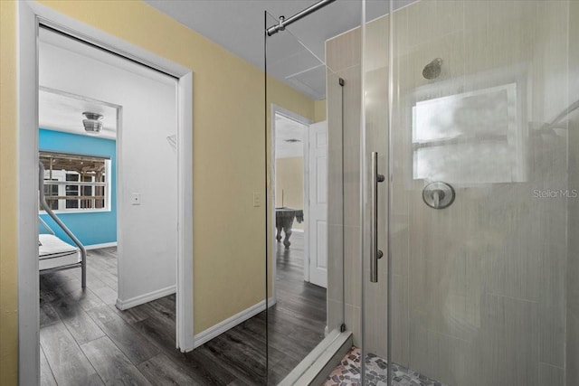 342 Euclid Ave, Daytona Beach, FL 32118 - full bathroom with wood finished floors and a stall shower