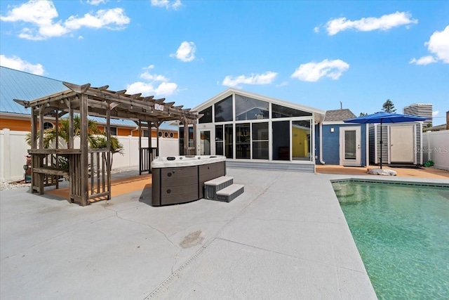 342 Euclid Ave, Daytona Beach, FL 32118 - rear view of property featuring a pergola, a sunroom, and a patio area