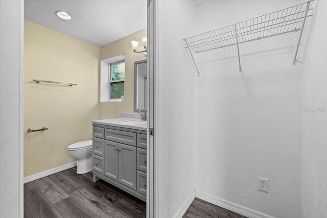342 Euclid Ave, Daytona Beach, FL 32118 - bathroom with vanity, wood finished floors, and a walk in closet