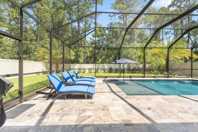 97 Paranza Trce, Saint Augustine, FL 32095 - view of swimming pool featuring a patio, a fenced backyard, and glass enclosure