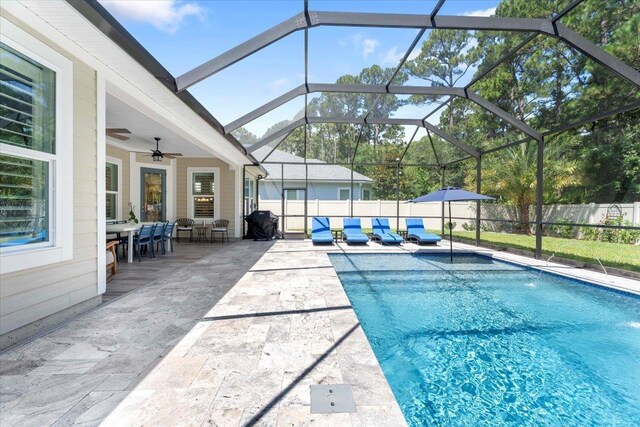 97 Paranza Trce, Saint Augustine, FL 32095 - view of pool with a fenced backyard, a patio area, a ceiling fan, and outdoor dining space