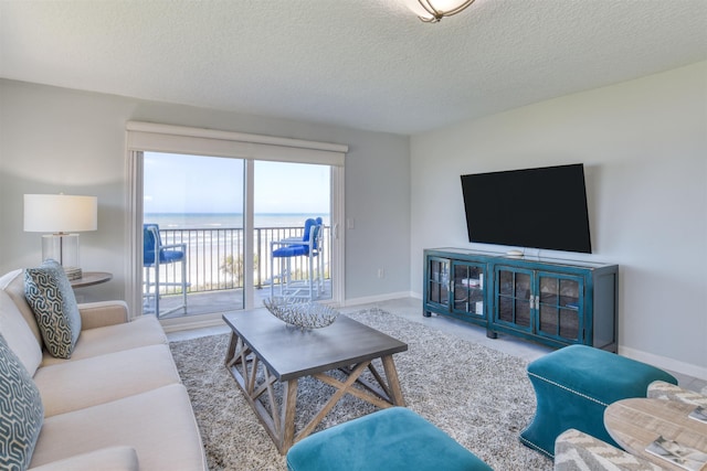 8550 S A1A # 102, Saint Augustine, FL 32080 - living area with a textured ceiling, baseboards, and carpet floors