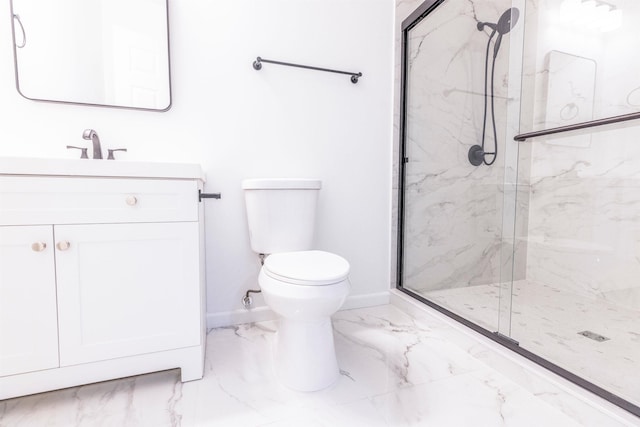 202 Deltona Blvd, Saint Augustine, FL 32086 - full bathroom with marble finish floors, toilet, baseboards, and a marble finish shower