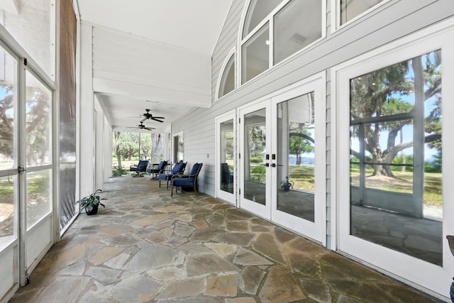 133 Federal Point Rd, East Palatka, FL 32131 - sunroom with french doors and a ceiling fan