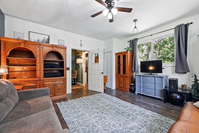 133 Federal Point Rd, East Palatka, FL 32131 - living room featuring a ceiling fan and dark wood-style floors