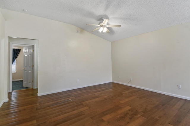 726 Calico Jack Way, Green Cove Springs, FL 32043 - empty room with ceiling fan, lofted ceiling, a textured ceiling, wood finished floors, and baseboards