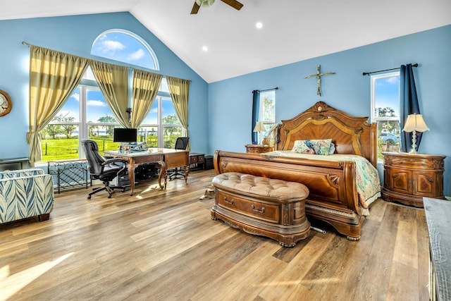 14465 Andalusia Trl, Bunnell, FL 32110 - bedroom featuring recessed lighting, high vaulted ceiling, and wood finished floors