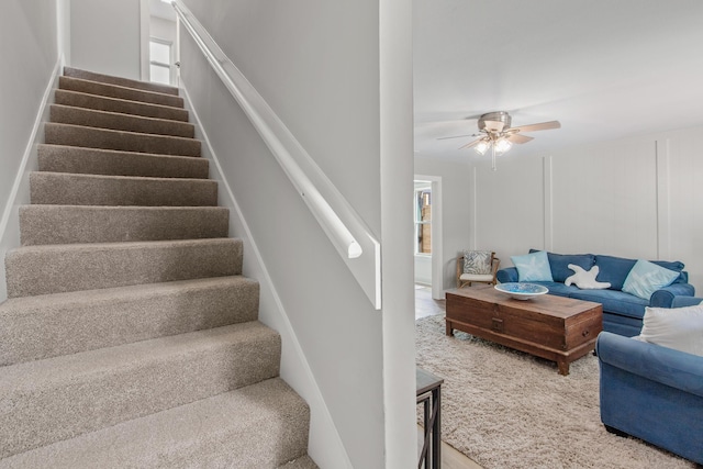 112 2nd St, Saint Augustine, FL 32080 - stairway featuring a ceiling fan