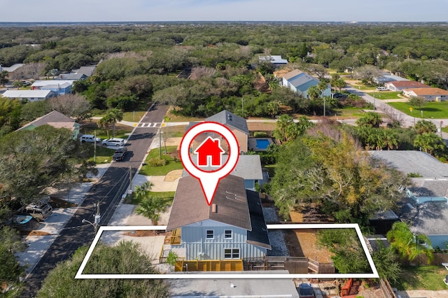 112 2nd St, Saint Augustine, FL 32080 - aerial perspective of suburban area featuring property boundaries highlighted and a forest