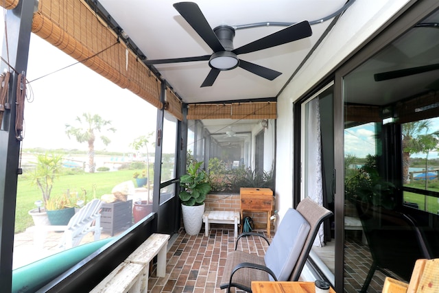5 N Ocean Palm Villas Unit 5, Flagler Beach, FL 32136 - sunroom featuring ceiling fan