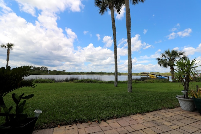 5 N Ocean Palm Villas Unit 5, Flagler Beach, FL 32136 - view of green lawn featuring a water view
