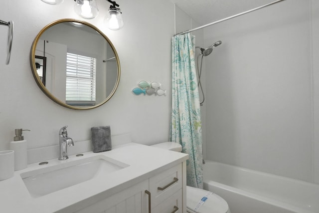 237 Riberia St, Saint Augustine, FL 32084 - full bathroom featuring vanity, toilet, and shower / tub combo with curtain
