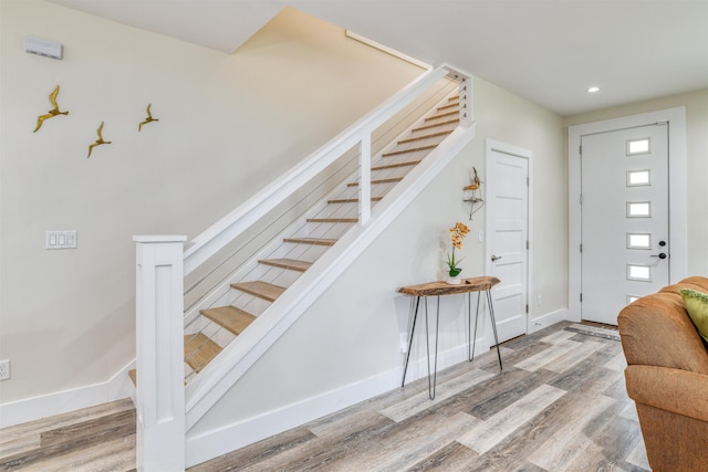 foyer featuring hardwood / wood-style flooring