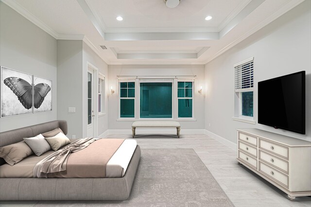 1351 Weaver Glen Rd, Jacksonville, FL 32223 - bedroom featuring light wood-style flooring, crown molding, and recessed lighting