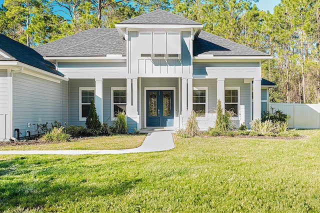 1351 Weaver Glen Rd, Jacksonville, FL 32223 - view of front of home with roof with shingles, covered porch, french doors, and board and batten siding