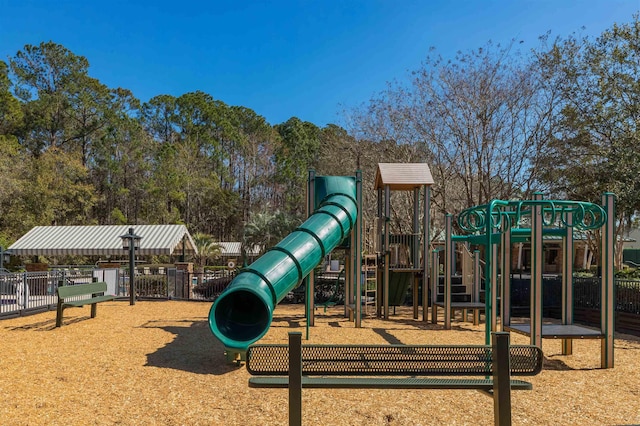 community play area with fence