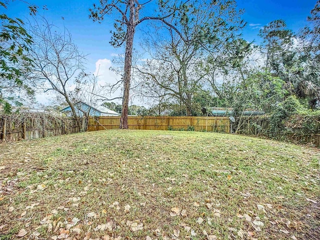 view of yard featuring a fenced backyard