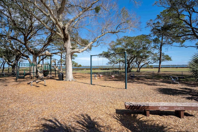 view of yard with a playground