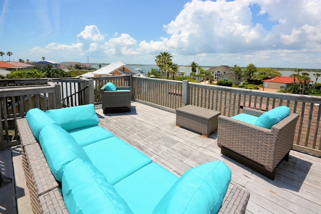 deck with an outdoor hangout area