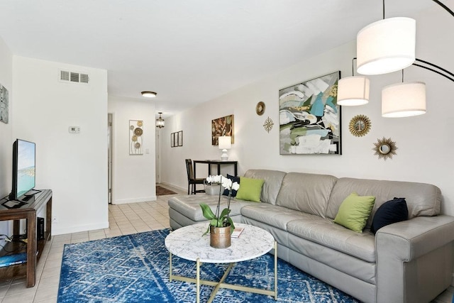 view of tiled living room