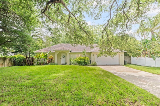 110 Dory Rd, Saint Augustine, FL 32086 - ranch-style house featuring driveway, a garage, and stucco siding