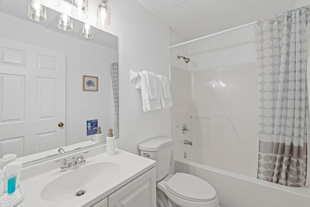 110 Dory Rd, Saint Augustine, FL 32086 - full bath featuring vanity, toilet, shower / tub combo, and a textured ceiling