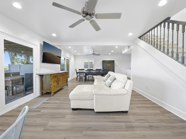 living room with wood-type flooring