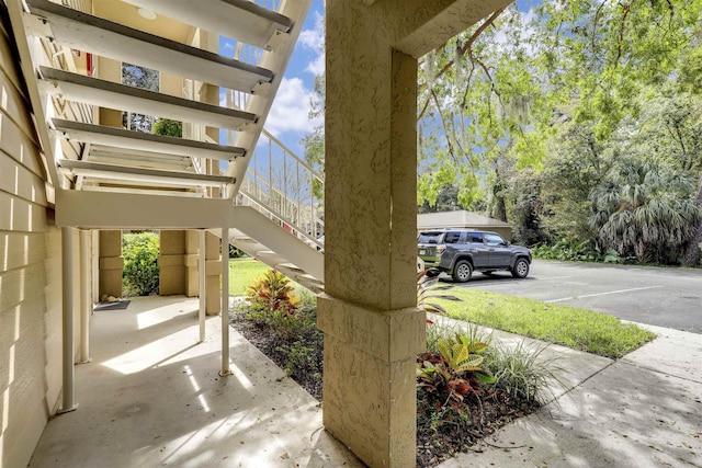 view of patio / terrace with stairway