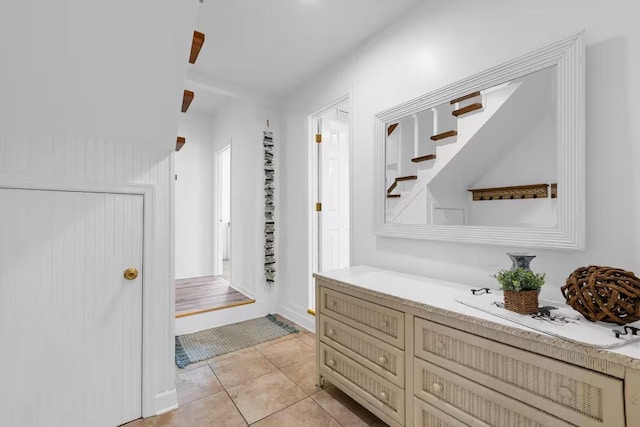 interior space with light tile patterned floors