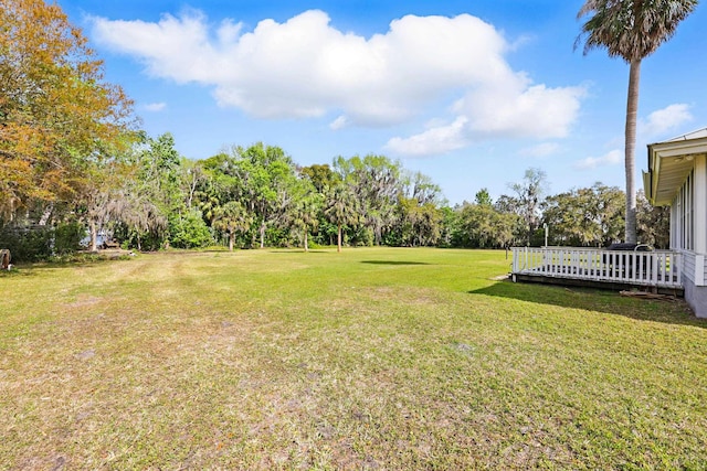 view of yard featuring a deck