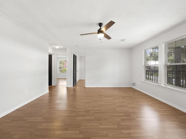 50 Spring St, Saint Augustine, FL 32084 - spare room featuring healthy amount of natural light, a ceiling fan, wood finished floors, and a textured ceiling
