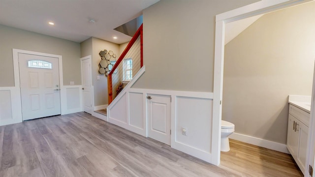 entryway with light wood-type flooring