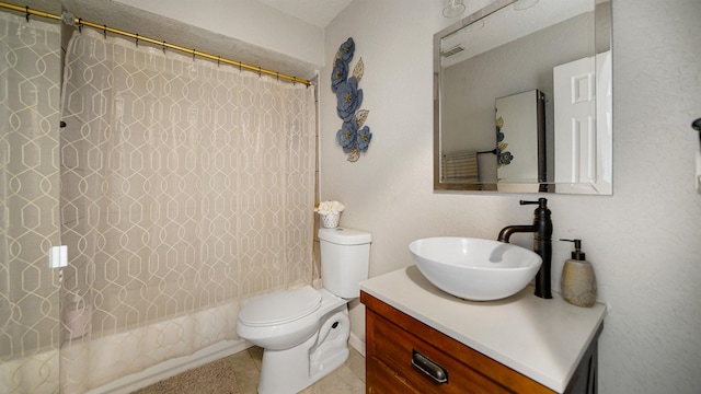 11428 Rustic Pines Cir, Jacksonville, FL 32257 - full bath featuring vanity, toilet, shower / bath combo, and tile patterned floors