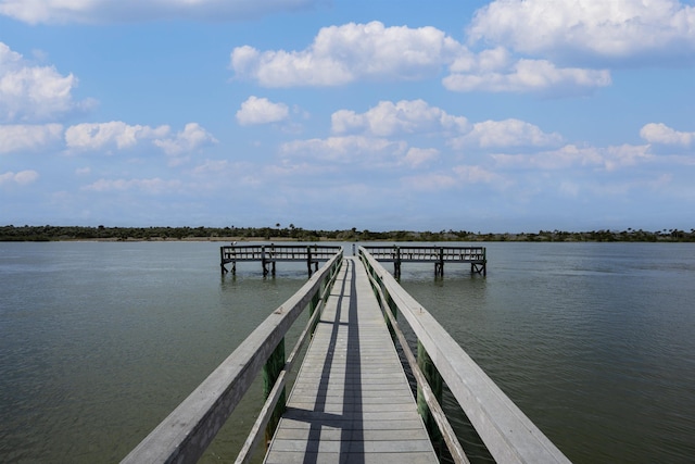 dock area featuring a water view