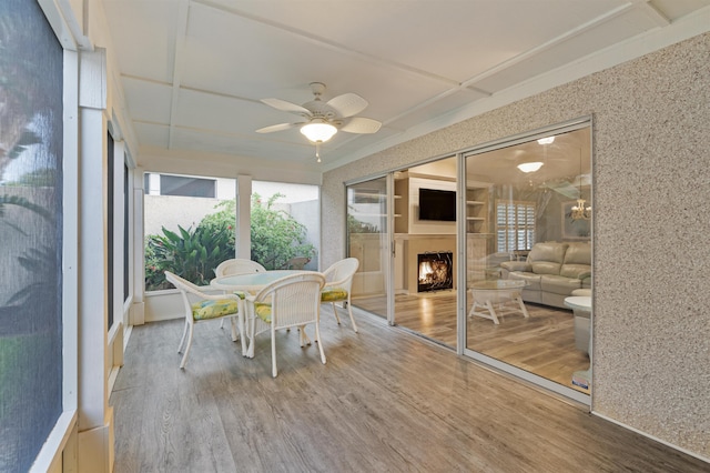 362 Monika Pl, Saint Augustine, FL 32080 - sunroom / solarium featuring ceiling fan and a fireplace