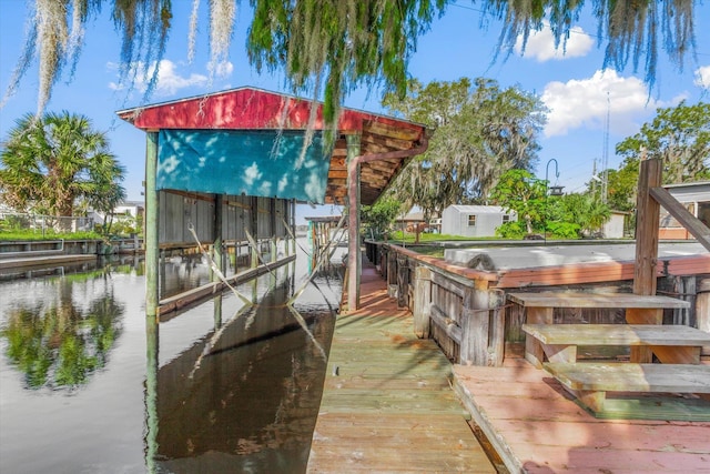 view of dock featuring a water view