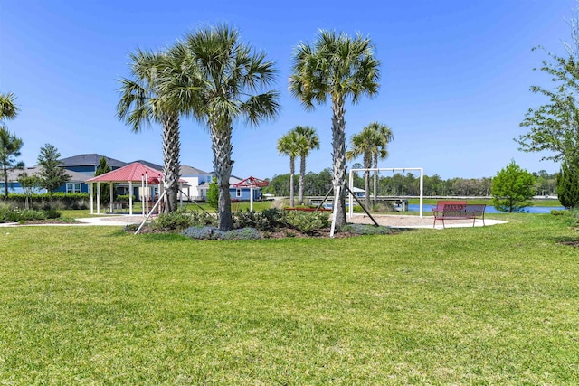 29 Turkey Trot Ct, Saint Augustine, FL 32095 - view of property's community with volleyball court, a lawn, a gazebo, and a water view