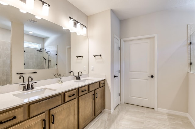 29 Turkey Trot Ct, Saint Augustine, FL 32095 - full bathroom with walk in shower, a sink, visible vents, and double vanity