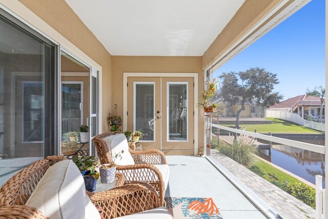 exterior space featuring french doors