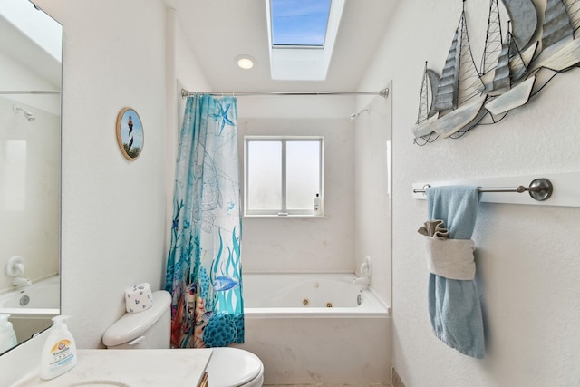 8961 A1A, Saint Augustine, FL 32080 - bathroom with a skylight, a combined bath / shower with jetted tub, and vanity