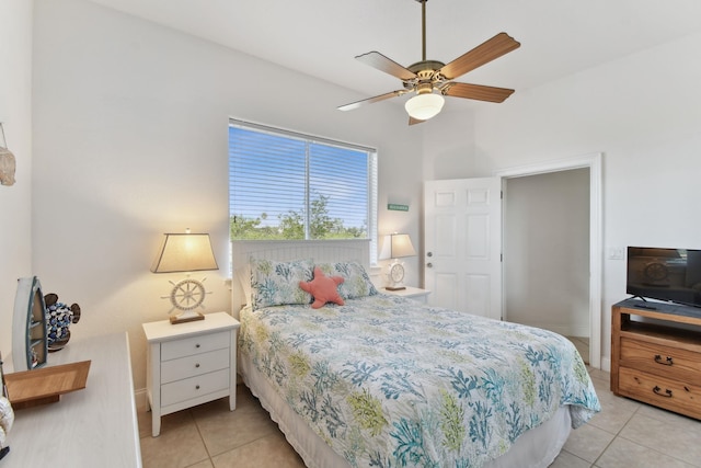 8961 A1A, Saint Augustine, FL 32080 - bedroom with light tile patterned floors and a ceiling fan