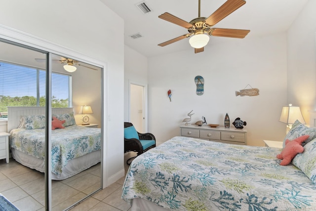 8961 A1A, Saint Augustine, FL 32080 - bedroom with tile patterned flooring, ceiling fan, and a closet