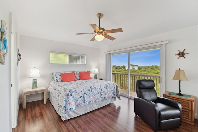 8961 A1A, Saint Augustine, FL 32080 - bedroom featuring access to outside, wood finished floors, and a ceiling fan