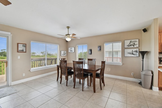 8961 A1A, Saint Augustine, FL 32080 - dining area featuring a ceiling fan and light tile patterned floors