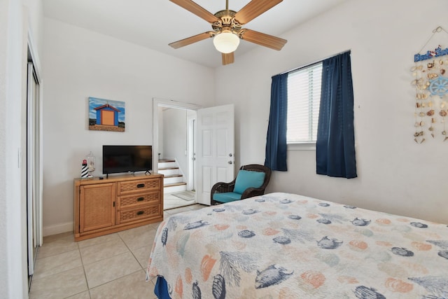 8961 A1A, Saint Augustine, FL 32080 - bedroom with light tile patterned flooring and ceiling fan