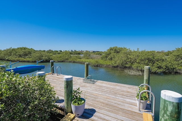 view of dock featuring a water view