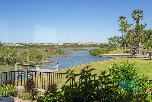 property view of water with fence
