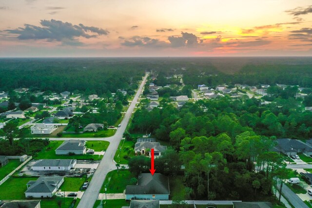 view of aerial view at dusk