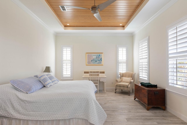 15 Cypresswood Dr, Palm Coast, FL 32137 - bedroom featuring a raised ceiling, multiple windows, light wood finished floors, and visible vents